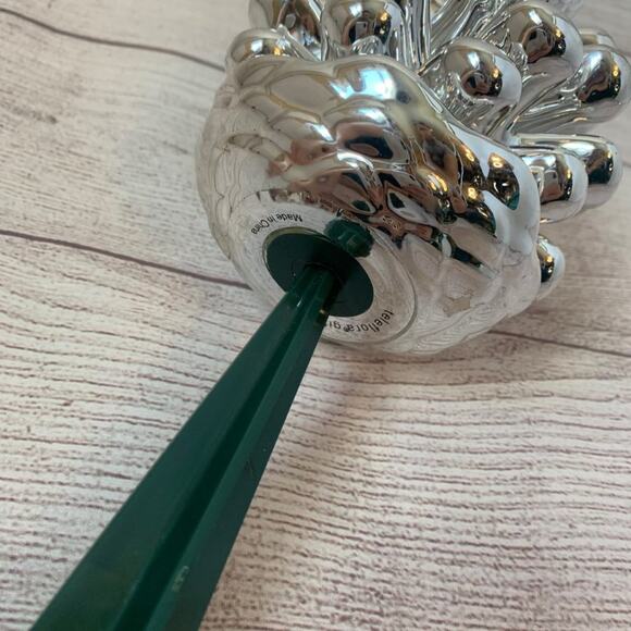 Silver Metal Pinecone Green Planter Stick Christmas Holiday Rustic Winter - Picture 7 of 8